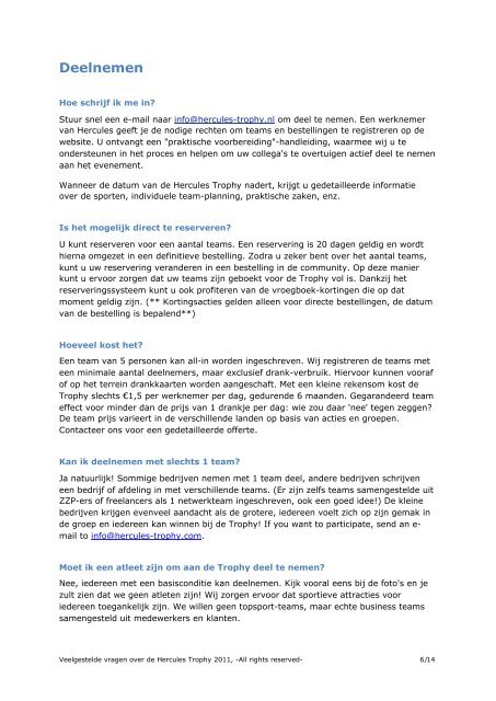 FAQ Hercules Trophy NL2011