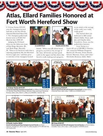 Atlas, Ellard Families Honored at Fort Worth Hereford Show