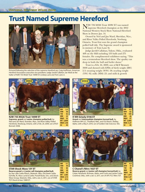 Trust Named Supreme Hereford - American Hereford Association