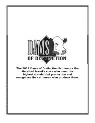 The 2011 Dams of Distinction list honors the Hereford breed's cows ...