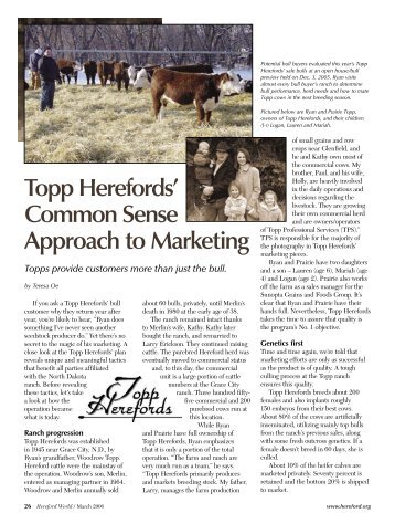 Topp Herefords' Common Sense Approach to Marketing