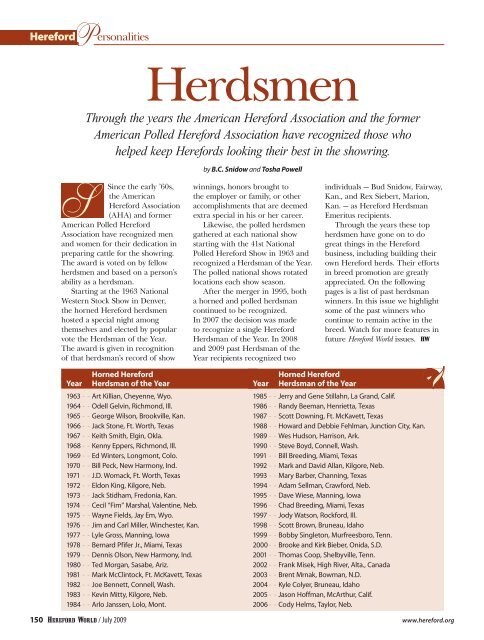 Herdsmen - American Hereford Association