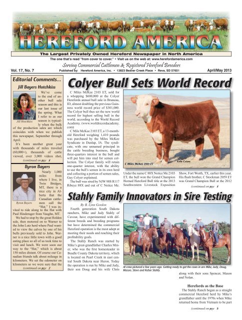 April/May 2013 Issue (pdf - 20 MB)... - Hereford America