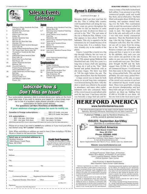 April/May 2013 Issue (pdf - 20 MB)... - Hereford America