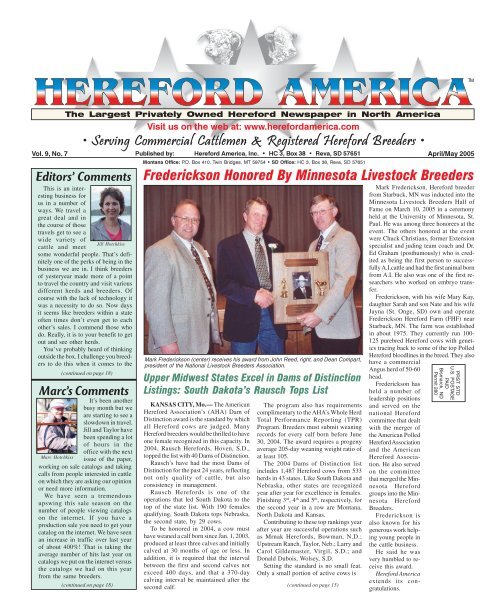 April/May 2005 Issue (pdf - 8938 kb)... - Hereford America