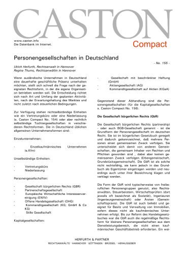 Personengesellschaften in Deutschland - Herfurth & Partner