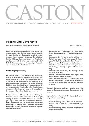 Kredite und Covenants - Herfurth & Partner