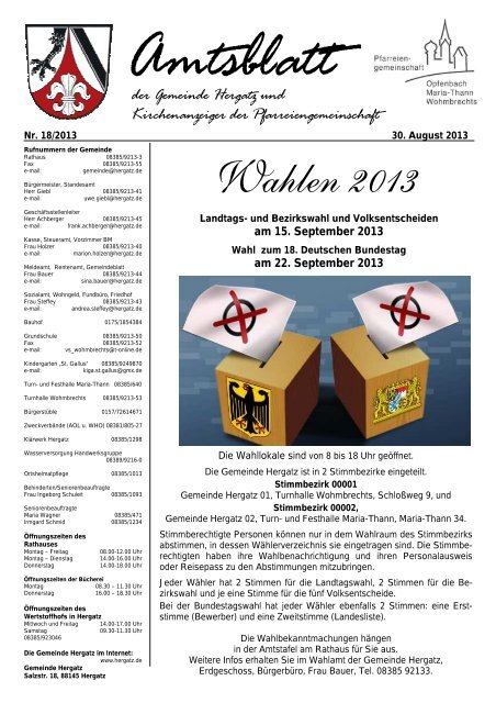 Gemeindeblatt Nr. 18 vom 30.08.2013 - Gemeinde Hergatz
