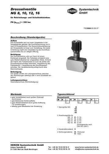 Drosselventile NG 8, 10, 12, 16 - Herion Systemtechnik GmbH