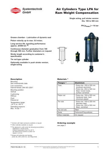 3155 GB Druckluft-Zylinder LPA neu - Herion Systemtechnik GmbH