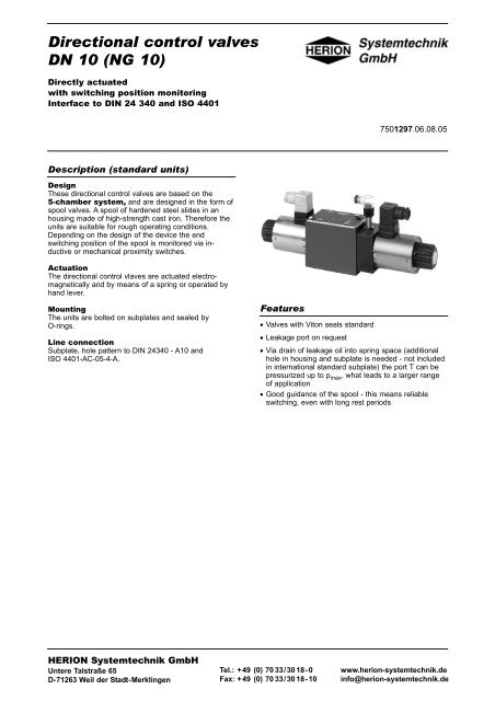 Directional control valves DN 10 - Herion Systemtechnik GmbH
