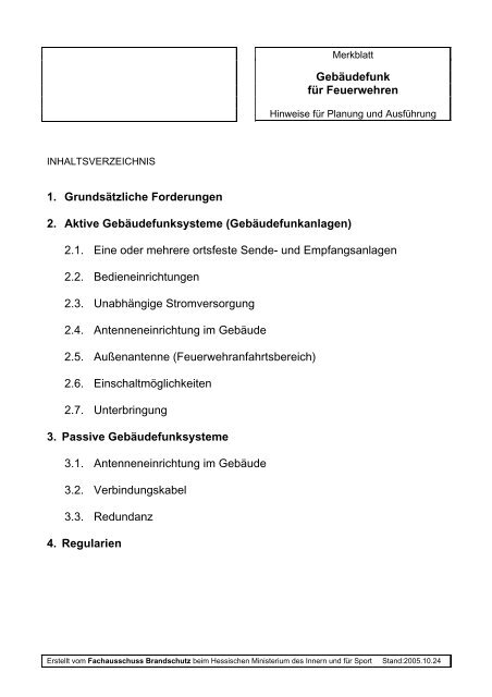 Gebäudefunk für Feuerwehren 1. Grundsätzliche ... - B Schmitt