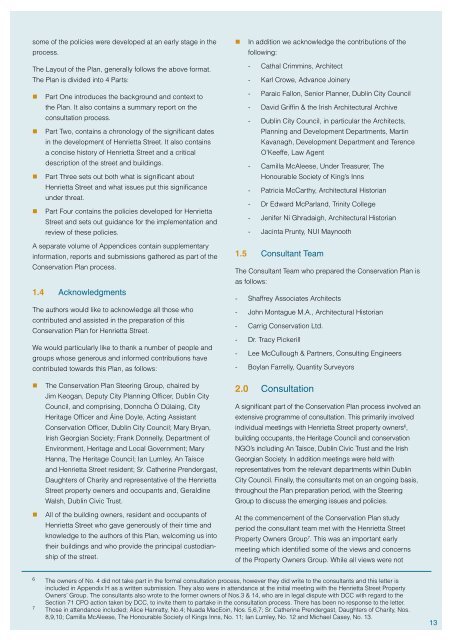 Henrietta Street Conservation Plan - The Heritage Council