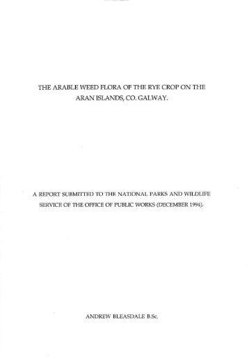 Download The Arable Weed Flora of the Rye Crop on the Aran Islands