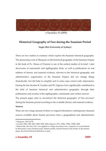 e-Sasanika 10 2009 Historical Geography of Fars ... - Heritage Institute