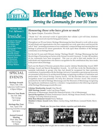 Heritage News Winter 2011 - Heritage Mississauga