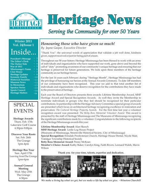 Heritage News Winter 2011 - Heritage Mississauga