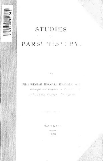 Hodivala:Studies in Parsi History (pdf) - Heritage Institute