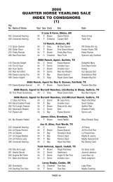 2005 quarter horse yearling sale index to consignors - Heritage Place