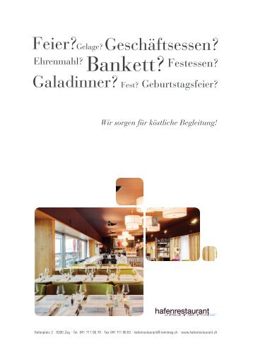 Bankettdokumentation (PDF, 479 KB) - Hafenrestaurant Zug