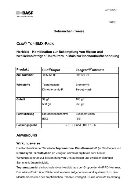 CLIO® TOP BMX-PACK - BASF Pflanzenschutz Deutschland