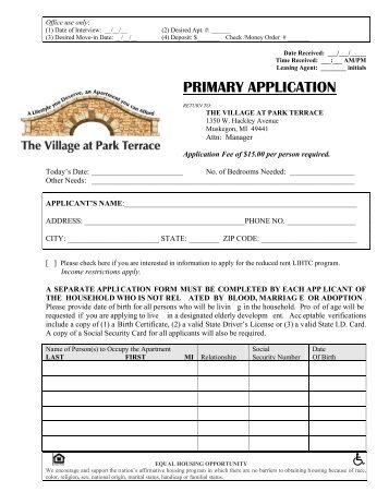 Download The Village at Park Terrace application - Heritage Senior ...