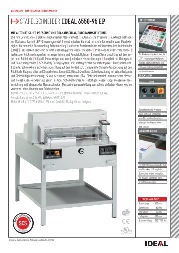 IDEAL 6550-95 EP Stapelschneider PDF Datenblatt