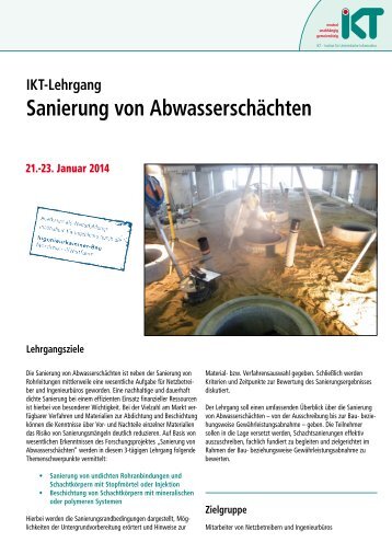 IKT-Lehrgang "Sanierung von Abwasserschächten"