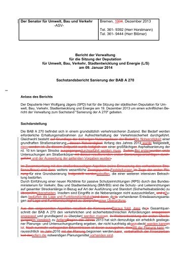 Sachstandsbericht Sanierung der BAB A 270 (pdf, 23.4 KB)