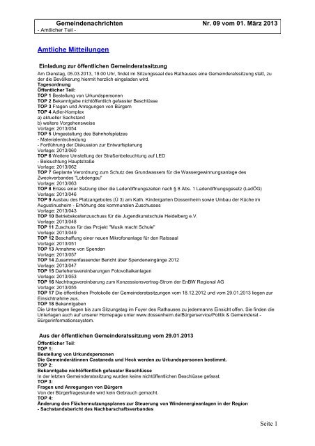 Ausgabe 09 vom 01. März 2013.pdf - Gemeinde Dossenheim
