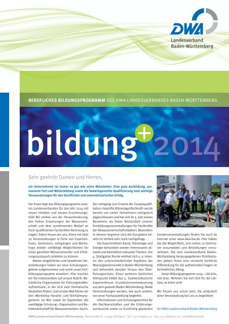 Bildungsangebot 2014 (PDF) - DWA Landesverband Baden ...