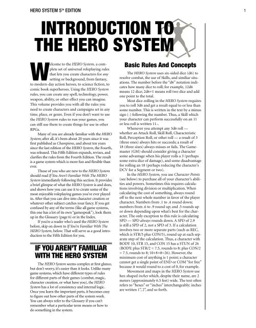 INTRODUCTION TO THE HERO SYSTEM - HERO Games