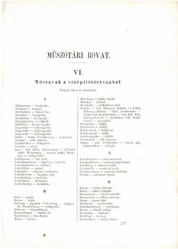 VI. Műszavak a vizi épitészettanból - EPA