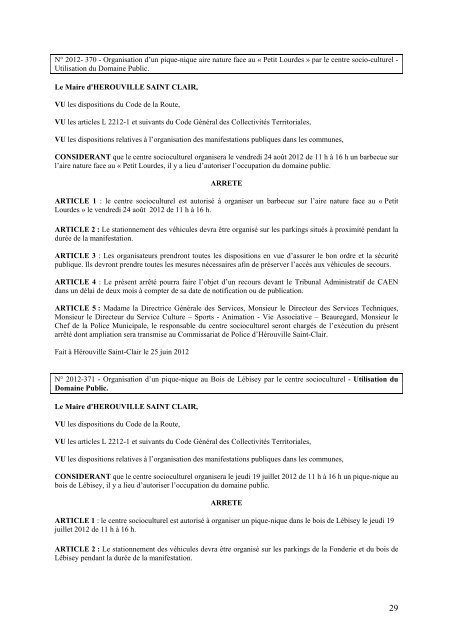 Recueil des actes administratifs 3Ã¨ trimestre 2012 - HÃ©rouville Saint ...