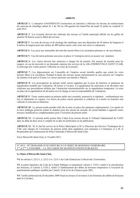 Recueil des actes administratifs 3Ã¨ trimestre 2012 - HÃ©rouville Saint ...