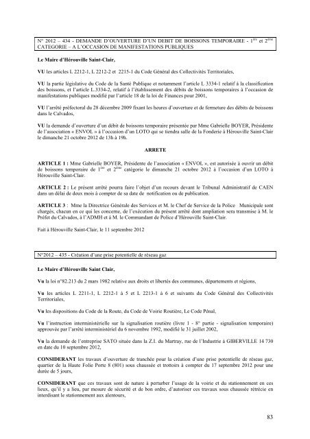 Recueil des actes administratifs 3Ã¨ trimestre 2012 - HÃ©rouville Saint ...