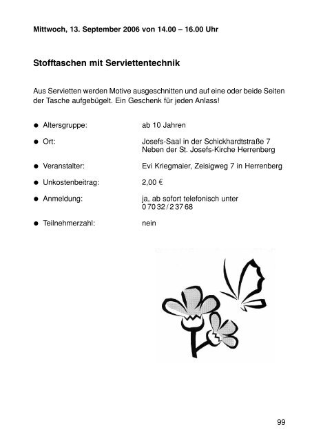 Sommerferienprogramm 2006 der Stadt Herrenberg