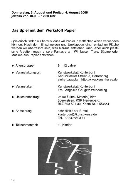 Sommerferienprogramm 2006 der Stadt Herrenberg