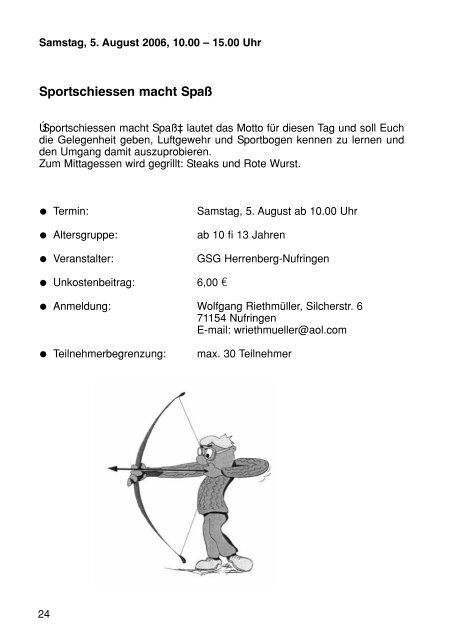 Sommerferienprogramm 2006 der Stadt Herrenberg