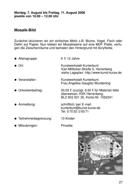 Sommerferienprogramm 2006 der Stadt Herrenberg