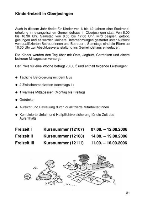 Sommerferienprogramm 2006 der Stadt Herrenberg