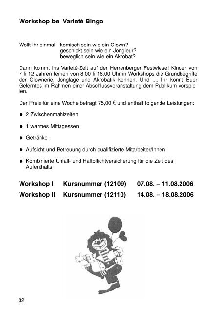 Sommerferienprogramm 2006 der Stadt Herrenberg