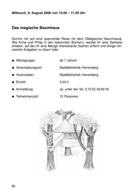 Sommerferienprogramm 2006 der Stadt Herrenberg