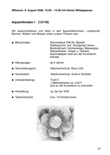 Sommerferienprogramm 2006 der Stadt Herrenberg