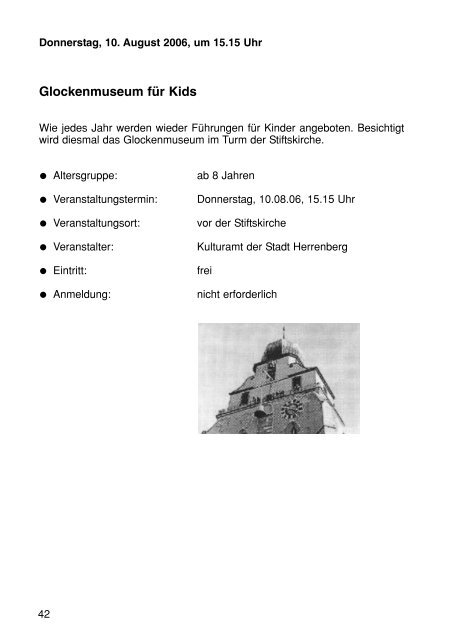 Sommerferienprogramm 2006 der Stadt Herrenberg