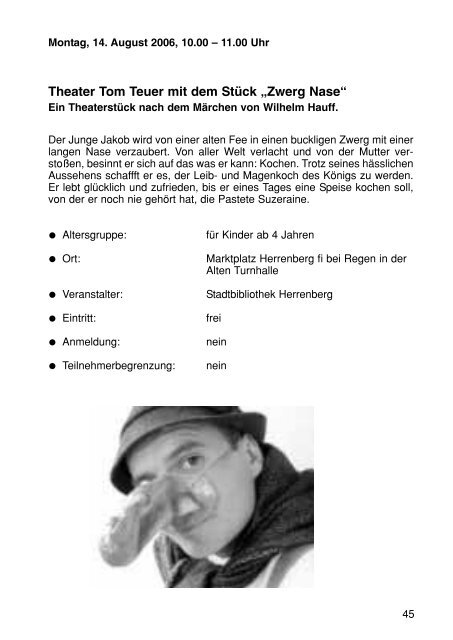 Sommerferienprogramm 2006 der Stadt Herrenberg