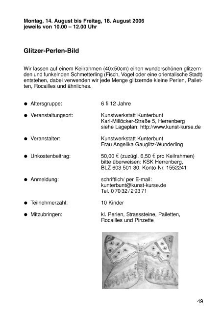 Sommerferienprogramm 2006 der Stadt Herrenberg