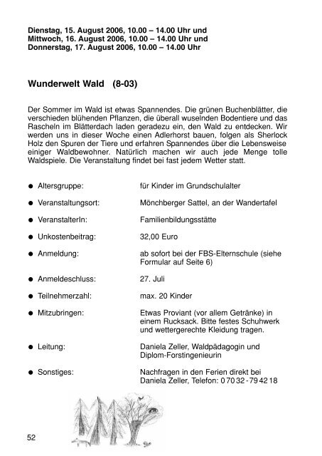 Sommerferienprogramm 2006 der Stadt Herrenberg