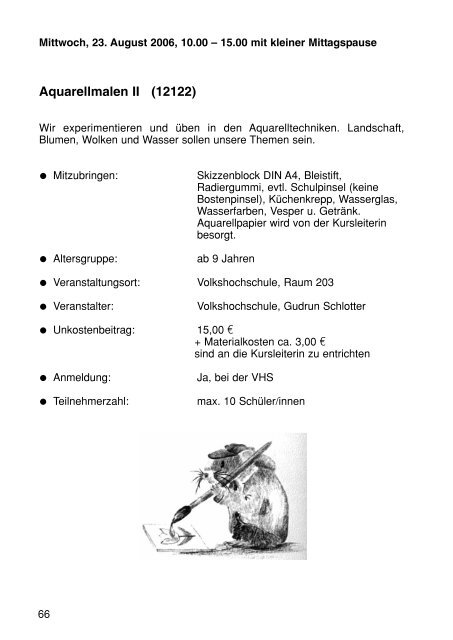 Sommerferienprogramm 2006 der Stadt Herrenberg