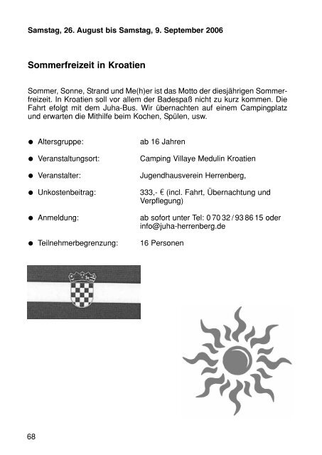 Sommerferienprogramm 2006 der Stadt Herrenberg